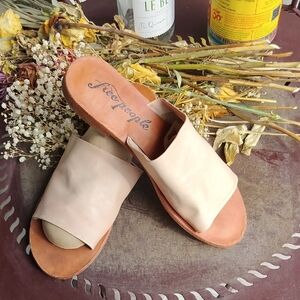 Free People Cream Slide Sandals